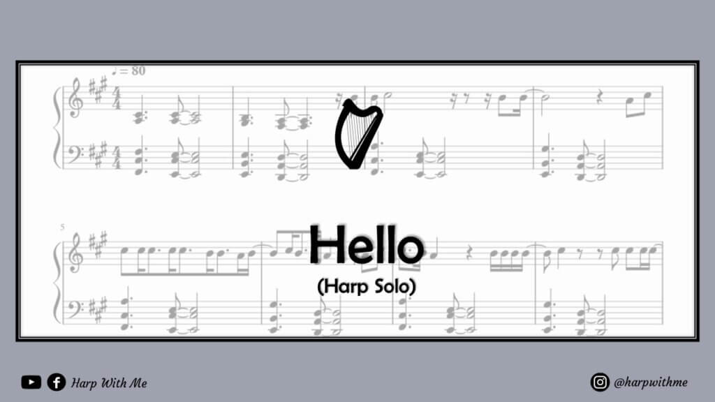 hello adele harp solo sheet music