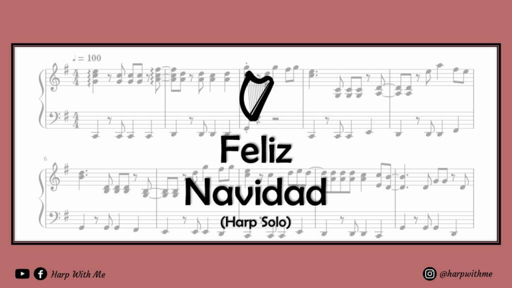 feliz navidad harp sheet music christmas
